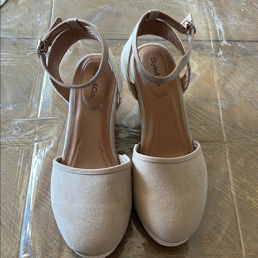 Style & Co Mailena Wedge Espadrille Sandals Light Taupe 8.5 M New